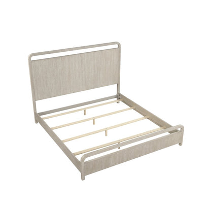 Tavari Wood Panel Bed, Light Gray Finish, Queen