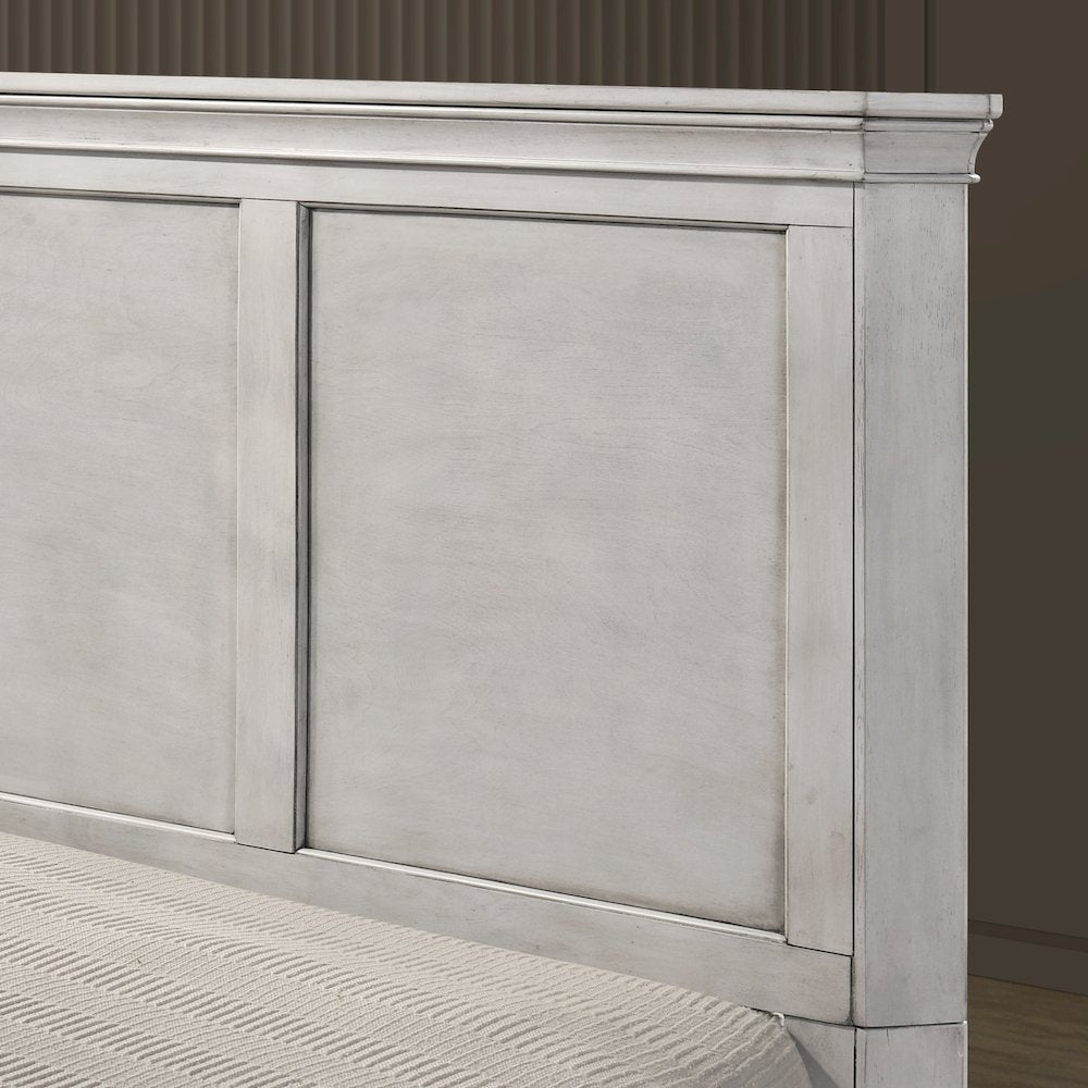 Maderne Wood Panel Bed with Dresser, Mirror, Two Nightstands, Chest, Queen