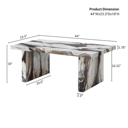 Cavira Modern Faux Marble Living Room Coffee Table, Off-white