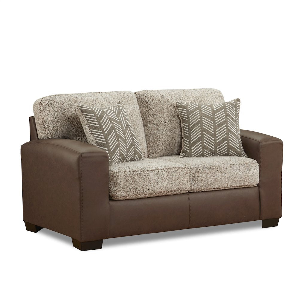 Marvella Living Room Loveseat with Chocolate Faux Leather