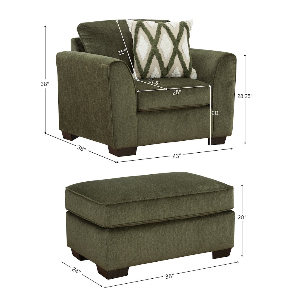 Marvella 2-PC Living Room Set, Arm Chair and Ottoman with Chenille Upholstery