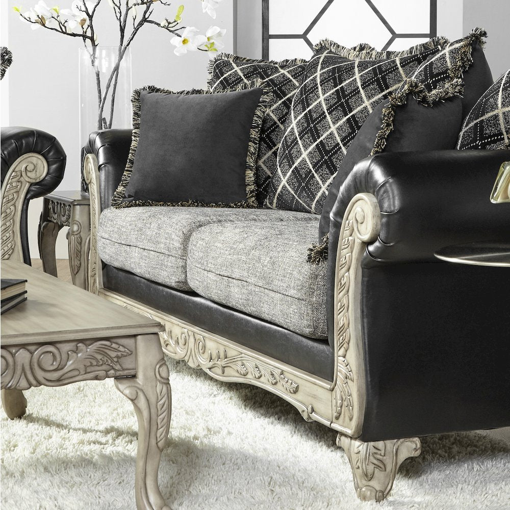 San Marino 2-Tone Fabric Wooden Frame Sofa in Ebony