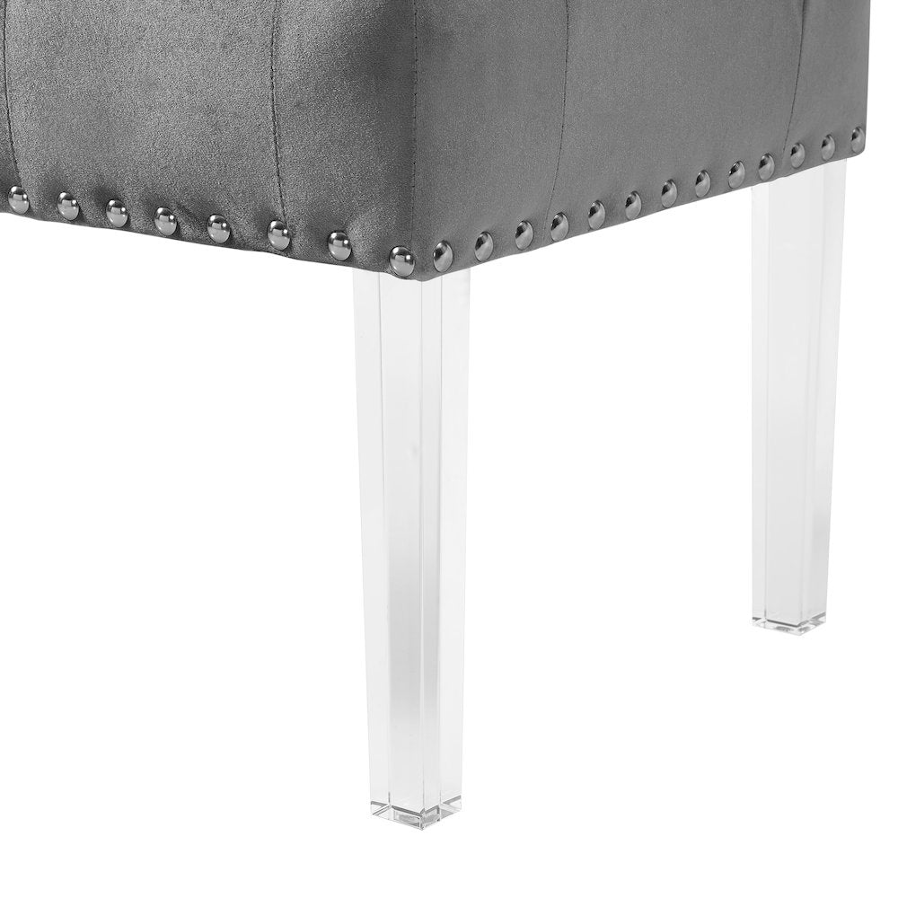 Valley Button tufted Velvet Upholstered Bench With Acrylic Leg