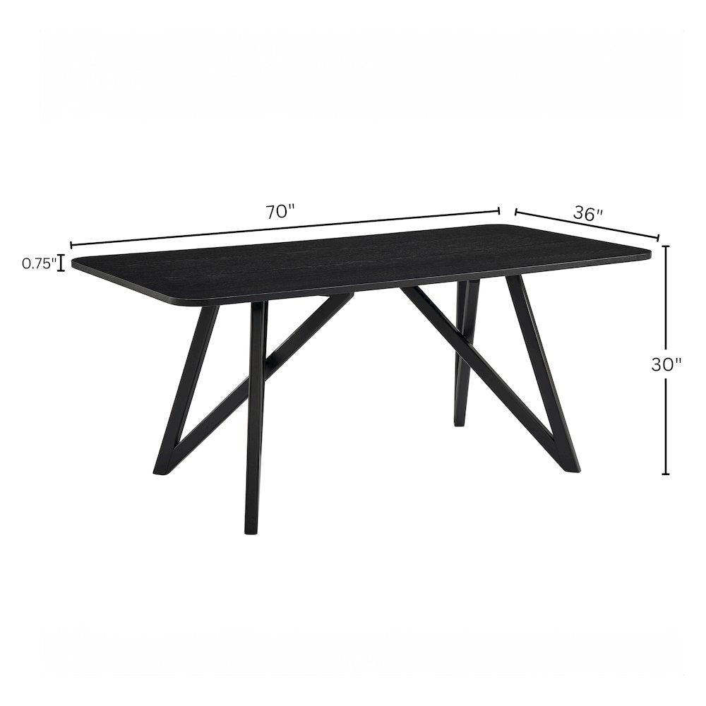 Axler 5-Piece Dining Set, Tripod-Cross Dining Table with 4 Boucle Chairs, Black