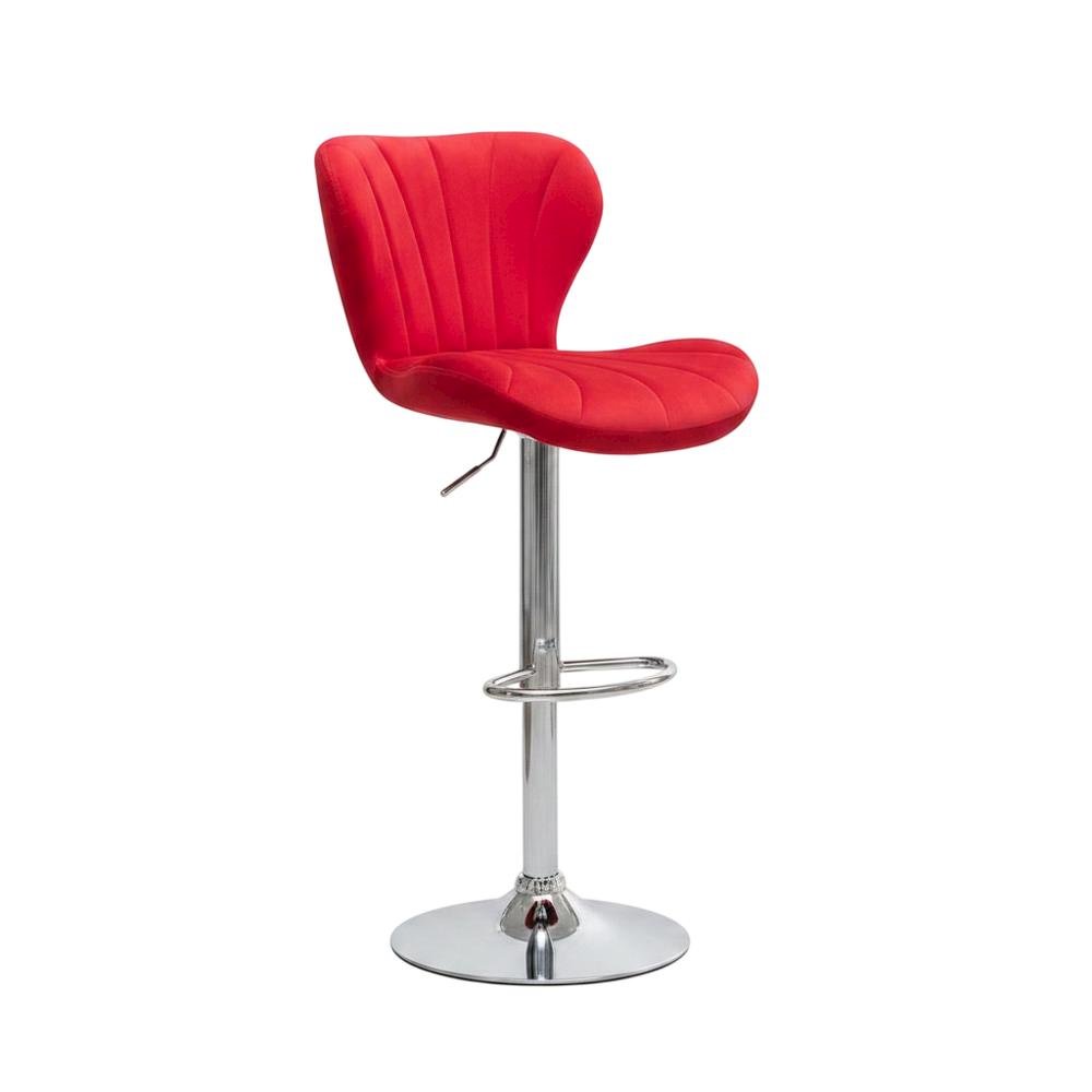 Red Upholstered Adjustable Swivel Barstool Set with Cushioned Comfort