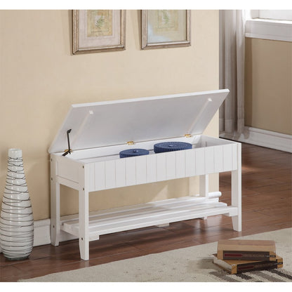 Leno Quality Solid Wood Shoe Bench with Storage, White