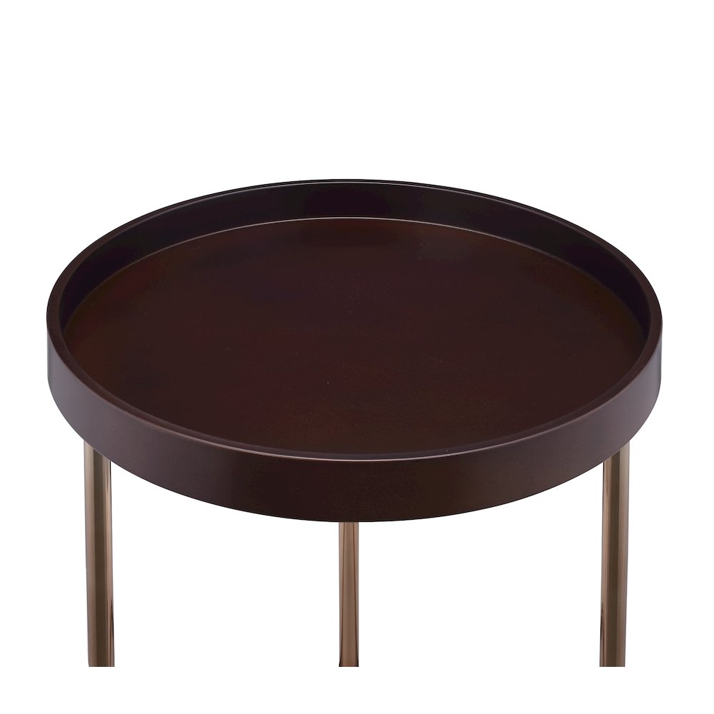 Genoa Round Tray Table with Metal Frame, Espresso