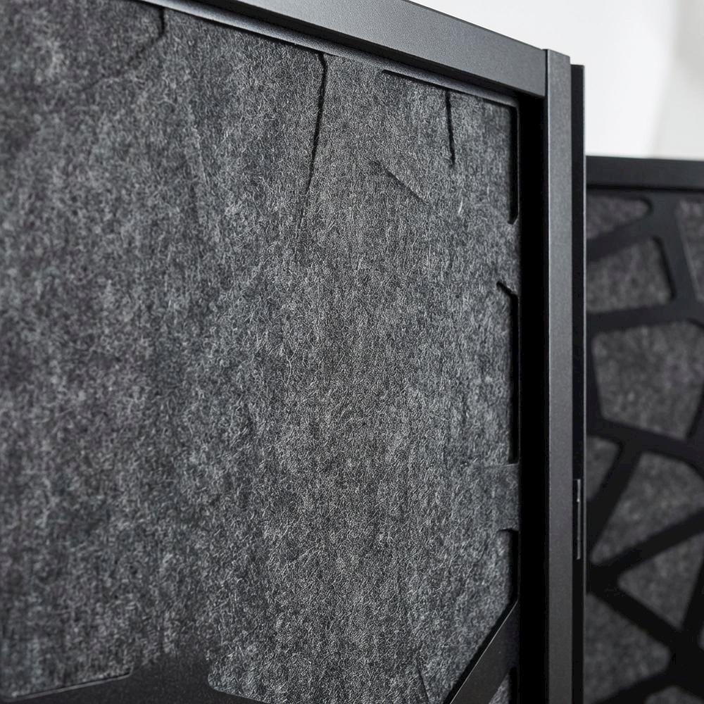 Black 4-Panel MDF Folding Room Divider, Fabric, 70 Inch