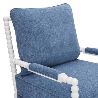 Belvoir Upholstered Spool Accent Chair, Denim Blue with White Finish