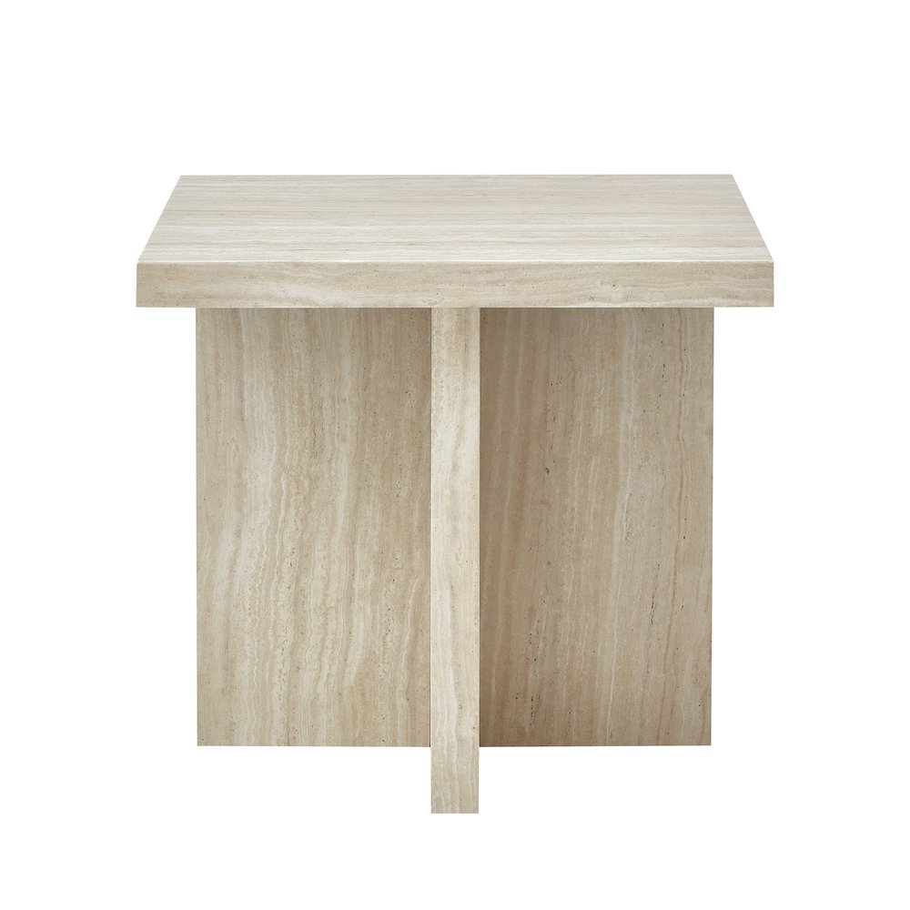 Cavira Modern Faux Marble Living Room Side Table, Beige