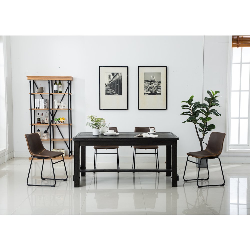 Lotusville Antique Wood Finished Dining Set: Table and Four Chairs, Brown