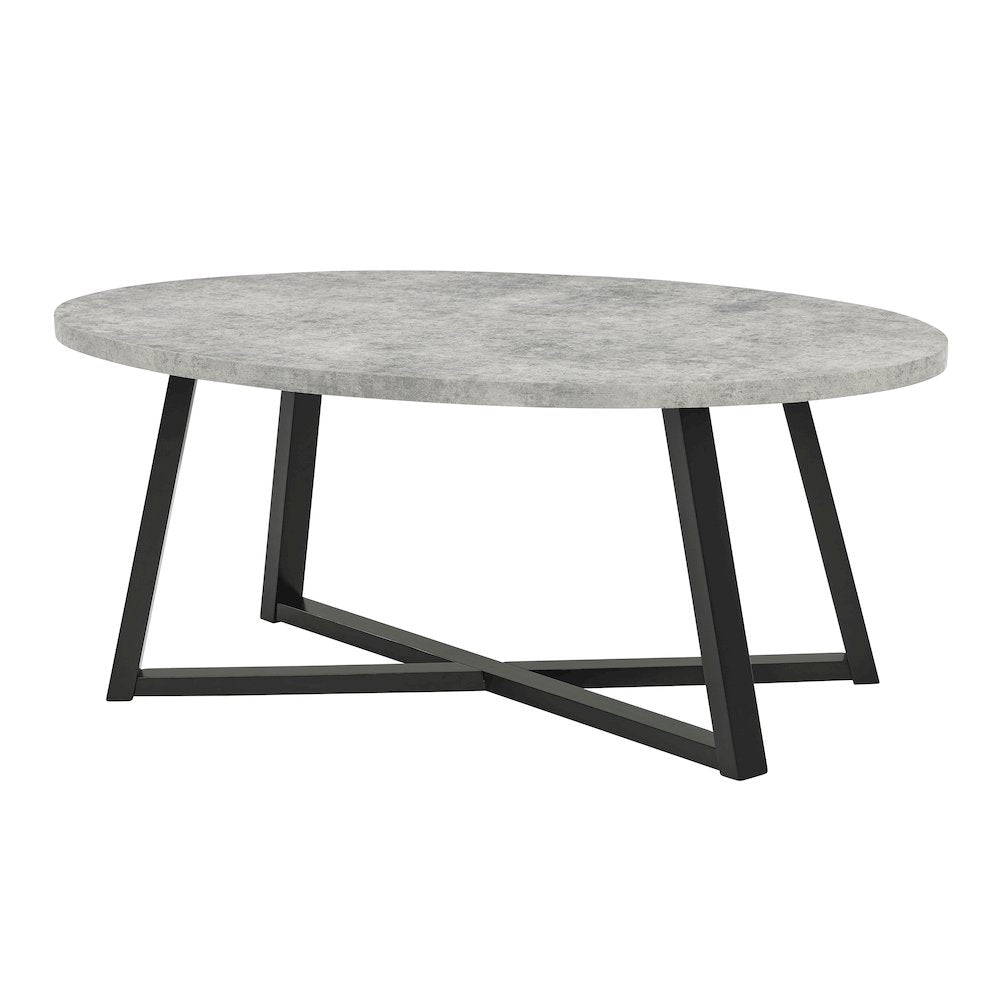 Modern Harmony Wood Oval Coffee Table, Gray