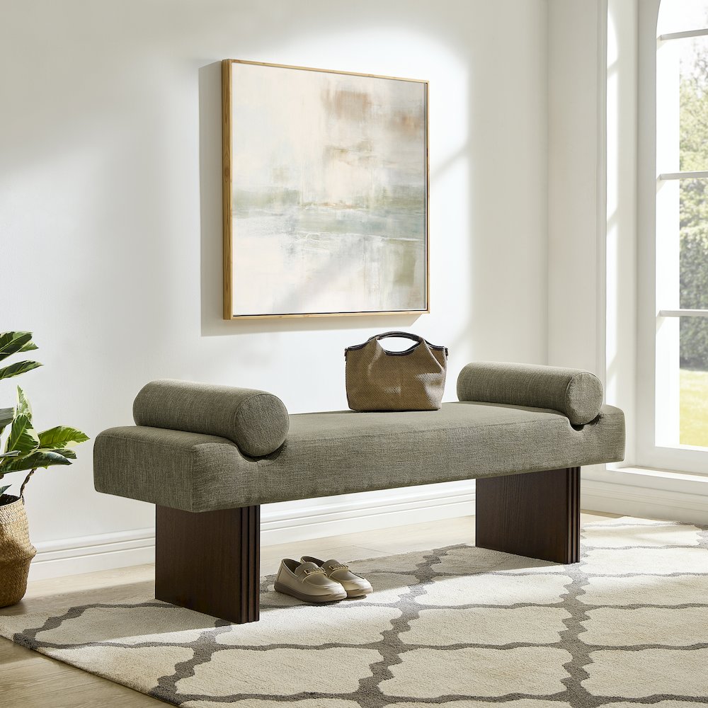 Brooke Contemporary Upholstered Bench, Green