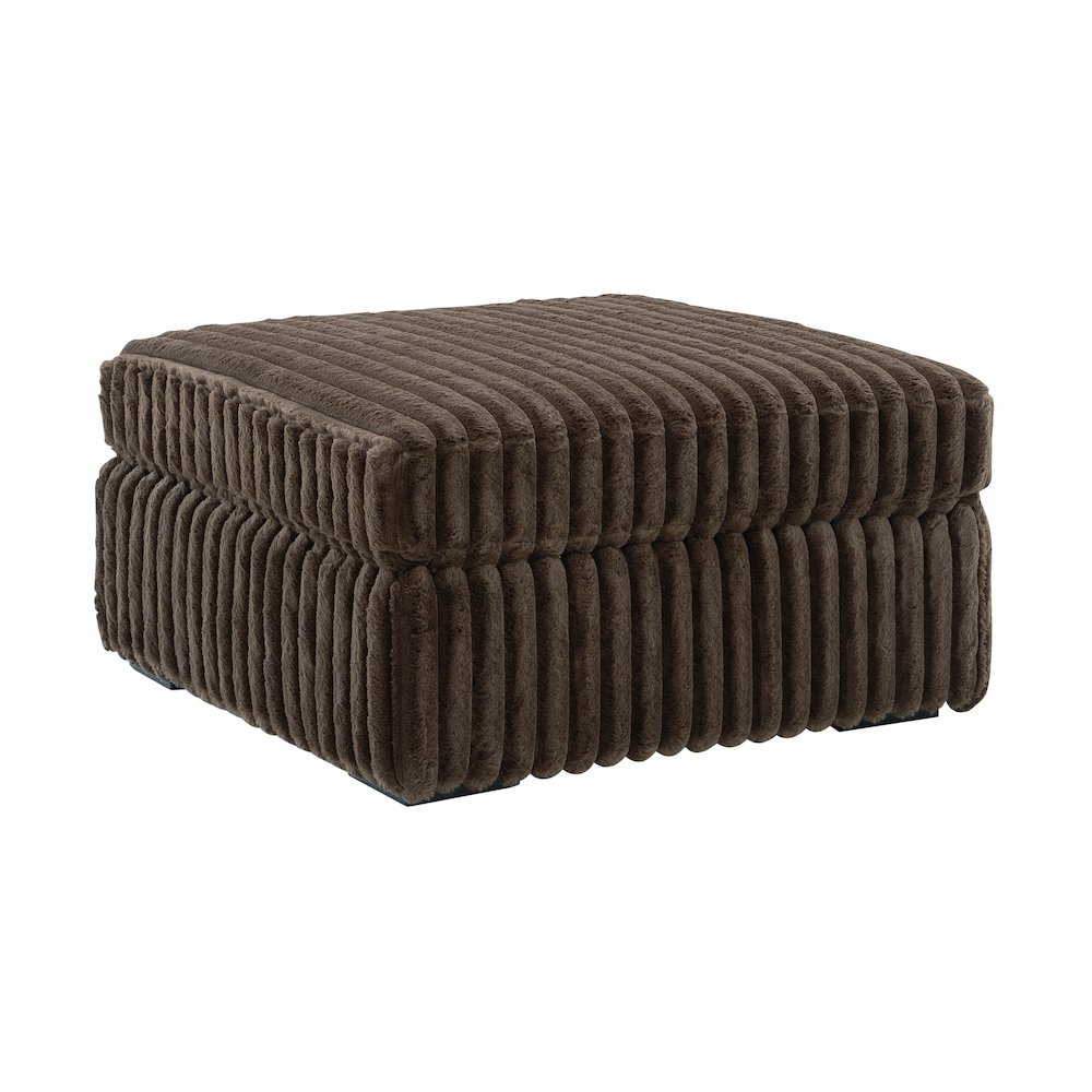 Solenne Oversized Ottoman with Jumbo Corduroy Upholstery, Chocolate