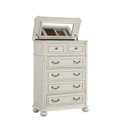 Nelson 5-Drawer Bedroom Chest with Flip-top, Antique White