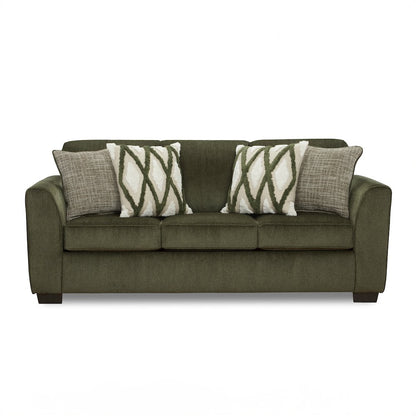 Marvella Living Room Sofa with Mosswood Chenille Upholstery, Accent Pillows