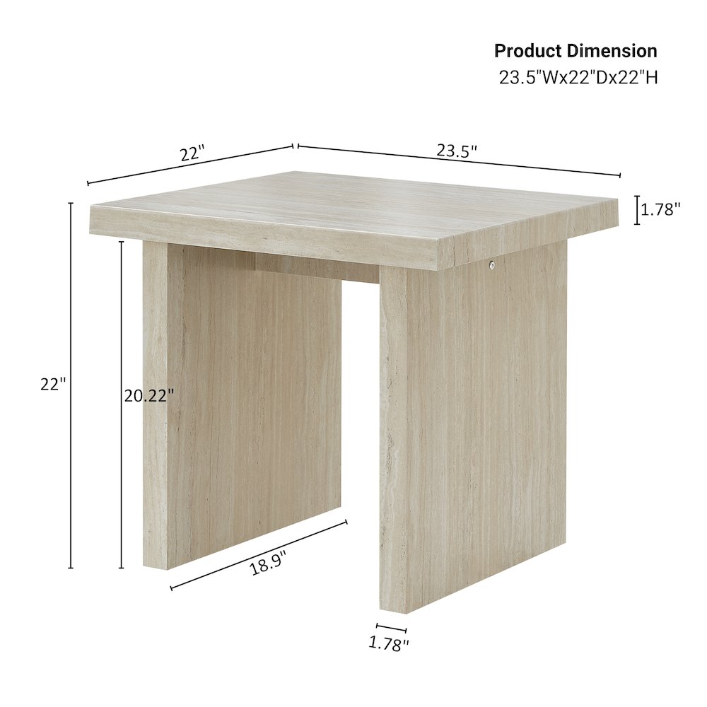 Cavira Modern Faux Marble Living Room End Table, Beige
