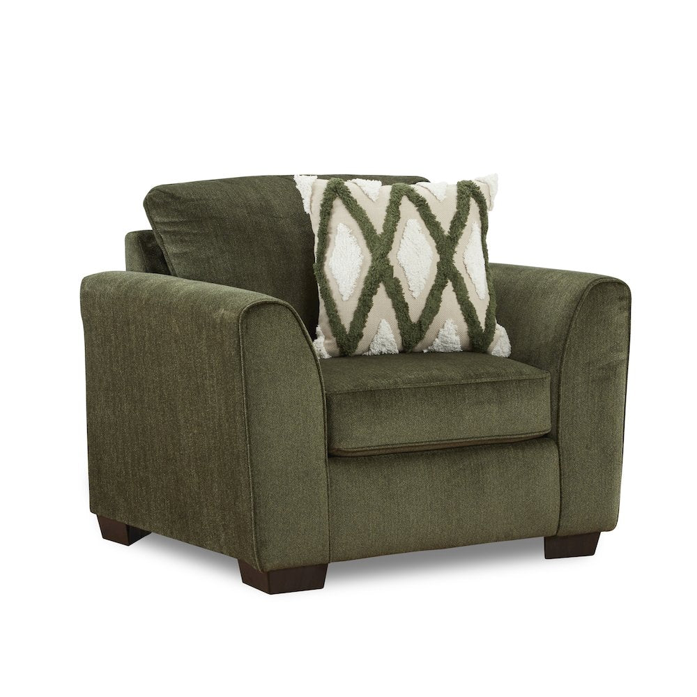 Marvella Living Room Armchair Chenille Upholstery and Textured Accent Pillow