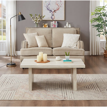 Cavira 3-Piece Faux Marble Coffee Table Set, Table and Two Side Tables, Beige