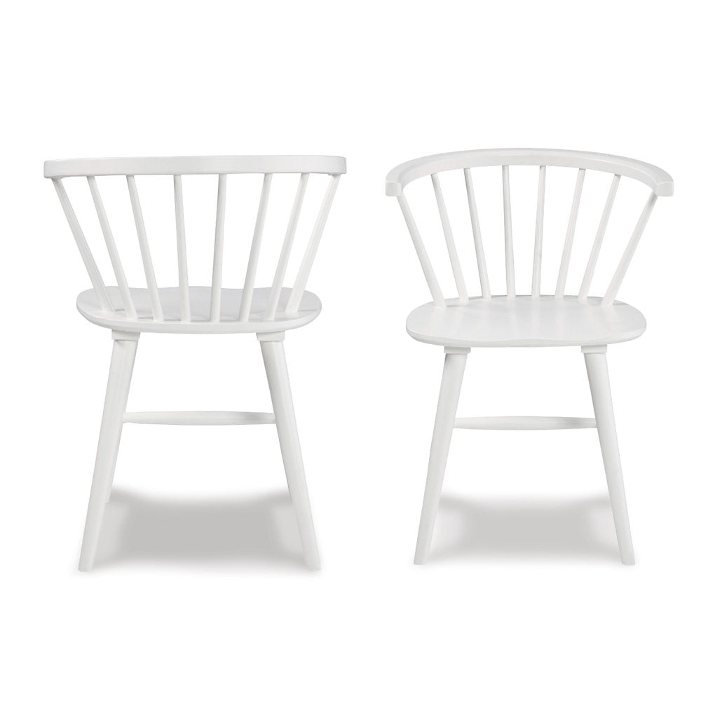 Edo White Wood 5-Pc Dining Set, Trestle Dining Table with 4 Windsor Chairs