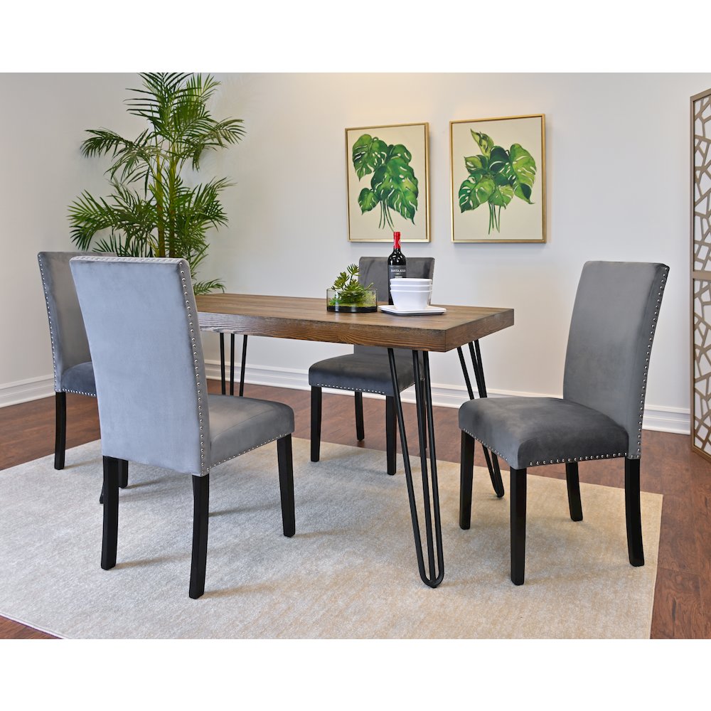 Ashzo 5-Pc Dining Set, Hairpin Dining Table with 4 Chairs, Gray