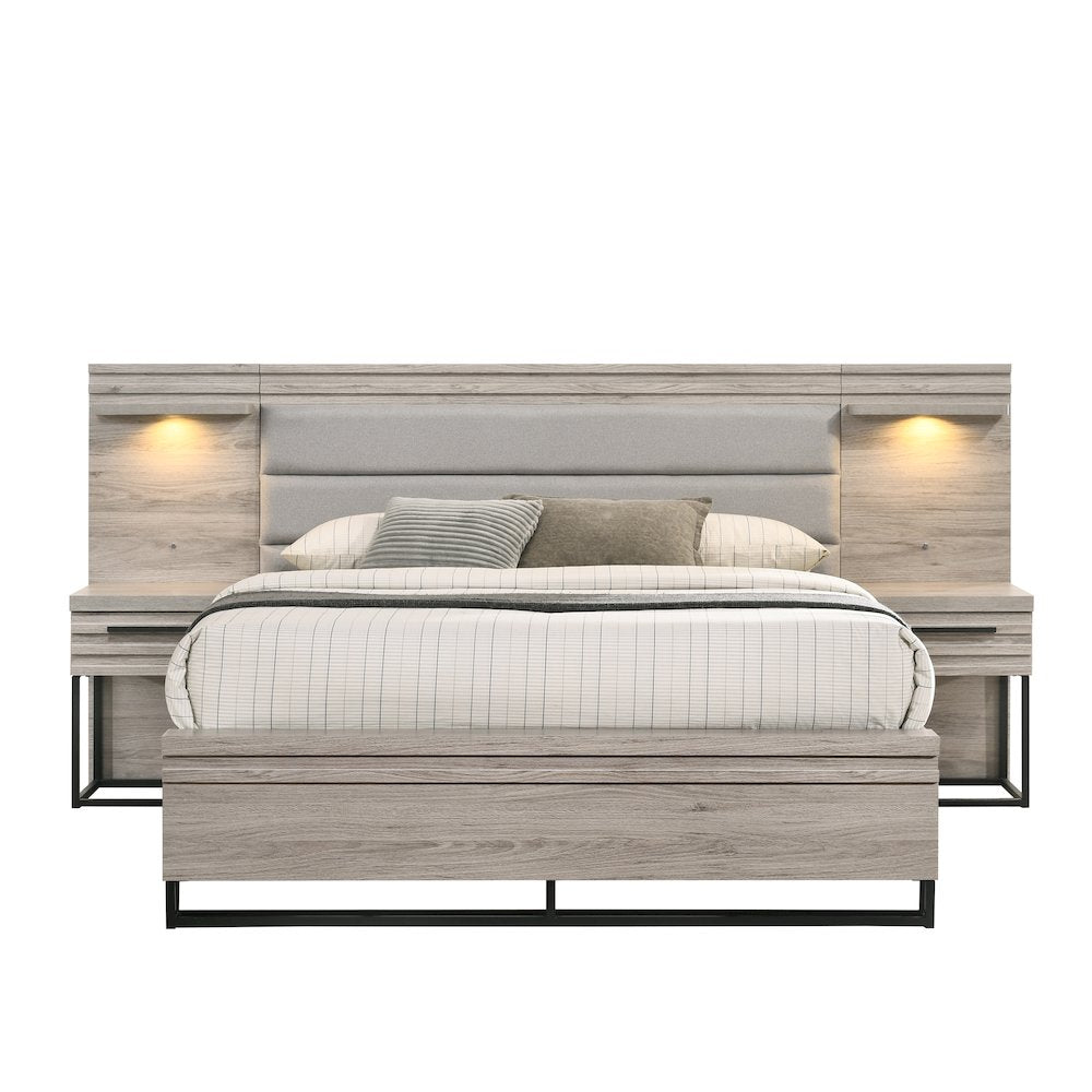 Wallbed Bed, Dresser, Mirror, and 2 Nightstands, Weathered Gray, Queen