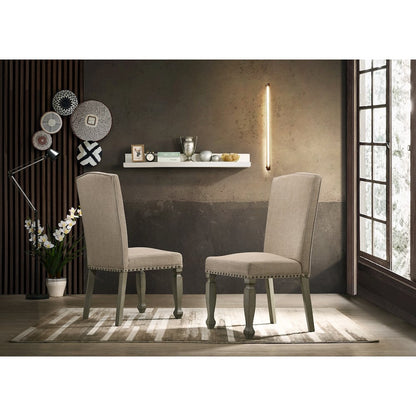 Breda Antique Gray and Dark Oak Finished Wood Dining Set, Table with Four Chairs