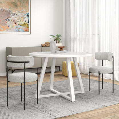 Durban 5-Pc Round Dining Set, Trestle Dining Table with 4 Boucle Chairs