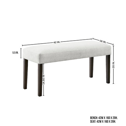 Madison Contemporary Upholstered Dining Bench, Gray