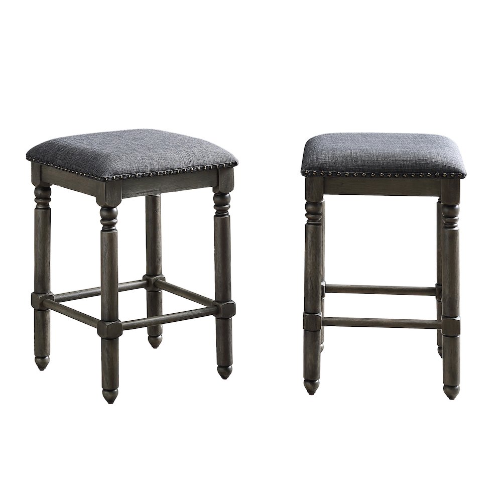 Arnhem Wood Gray Upholstered Counter Height Stool, Set of 2