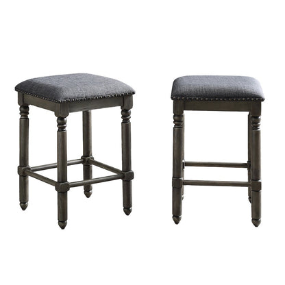 Arnhem Wood Gray Upholstered Counter Height Stool, Set of 2
