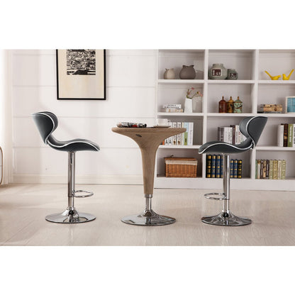 Masaccio Gray Leatherette Adjustable Swivel Barstool Chrome Base, Set of 2