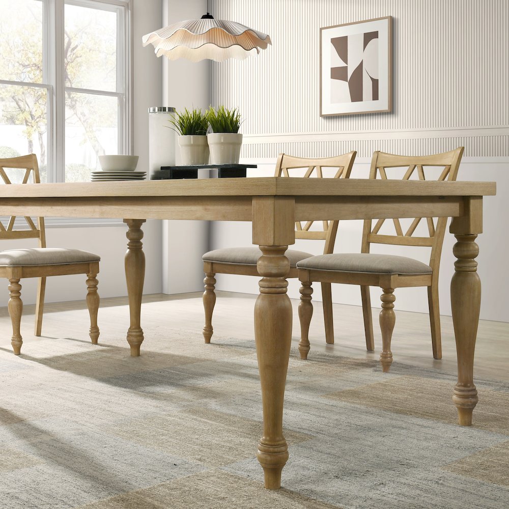 Verta 5-PC Dining Set, Dining Table with 4 Cross Back Chairs, Light Oak Finish