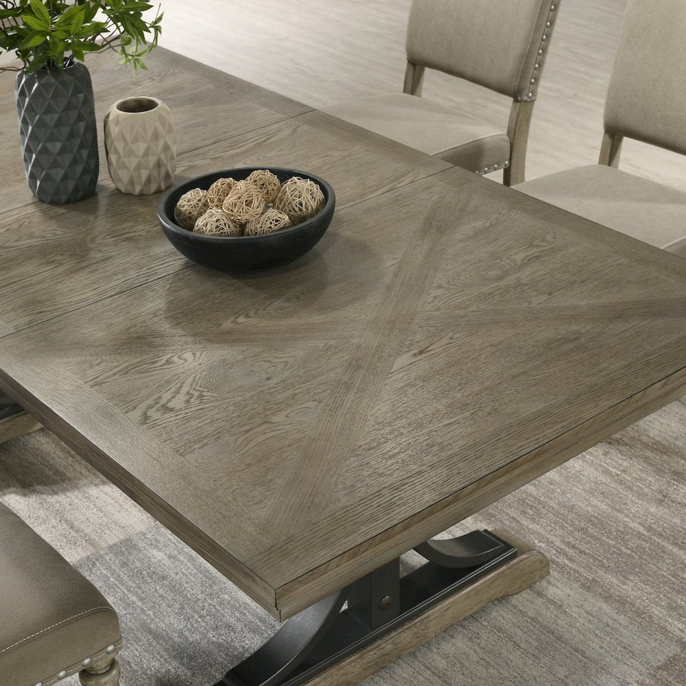 Birmingham 7-Piece Extendable Table with Nailhead Chairs Dining Set, Driftwood