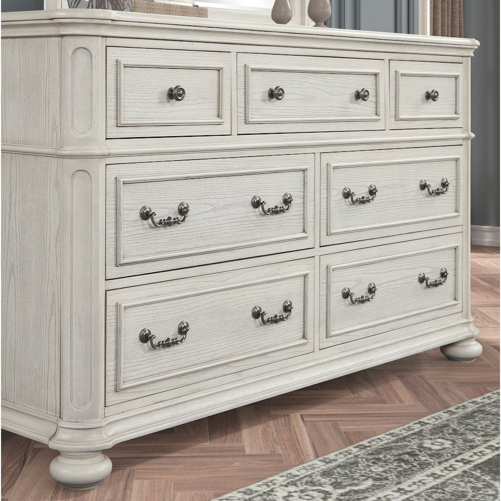 Nelson French Traditional 6-Piece Bedroom Set, Antique White, King