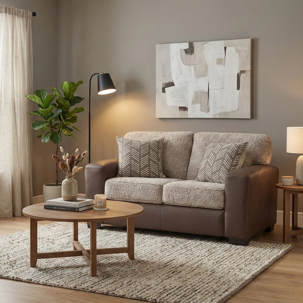 Marvella 2-Piece Living Room Sofa and Loveseat Set, Chocolate Faux Leather