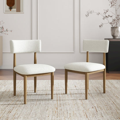 Edo 5-Piece Dining Set, Round Trestle Table and 4 Chairs, White and Natural
