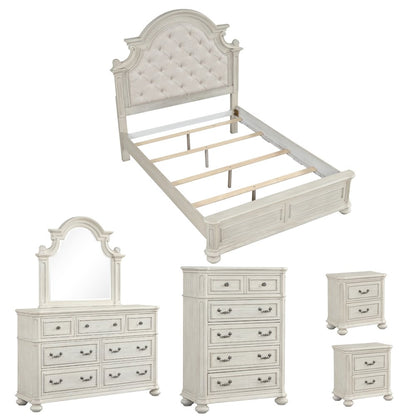 Nelson French Traditional 6-Piece Bedroom Set, Antique White, Queen