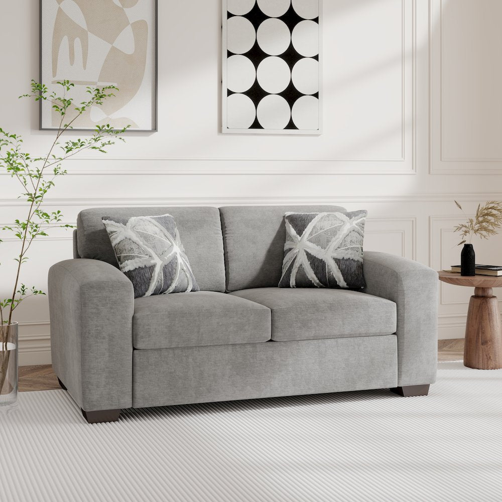 Arden Living Room Chenille Upholstered Loveseat, Posh Gray