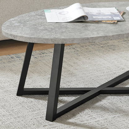 Modern Harmony Wood Oval Coffee Table, Gray