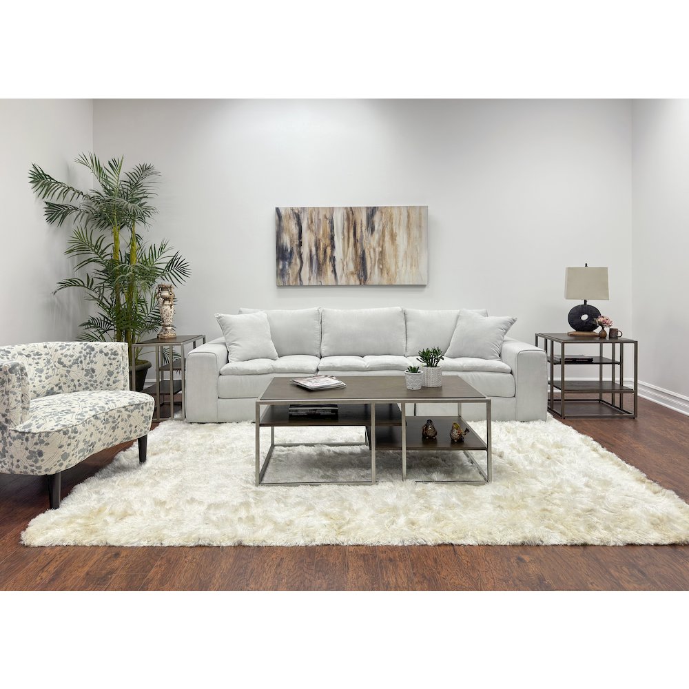Padena 3-Pc Metal Frame Wood Living Room Coffee Table and 2 End Tables Set