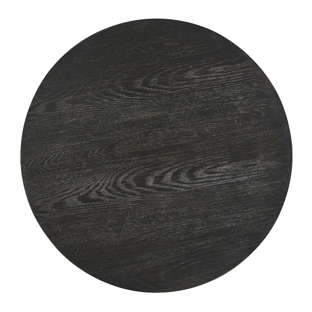Solmere 22" Round Wood Pedestal End Table, Black