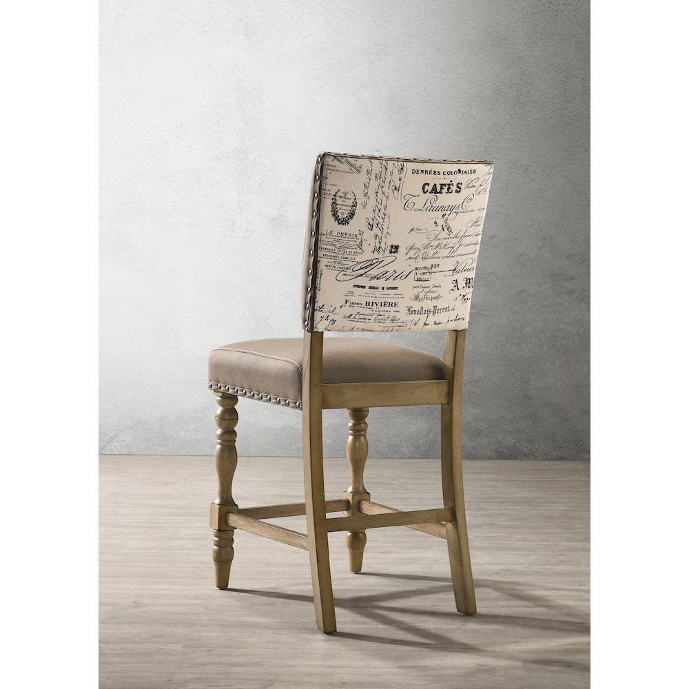 Birmingham 7-Pc Driftwood Table with Nail Head Chairs Counter Height Dining Set