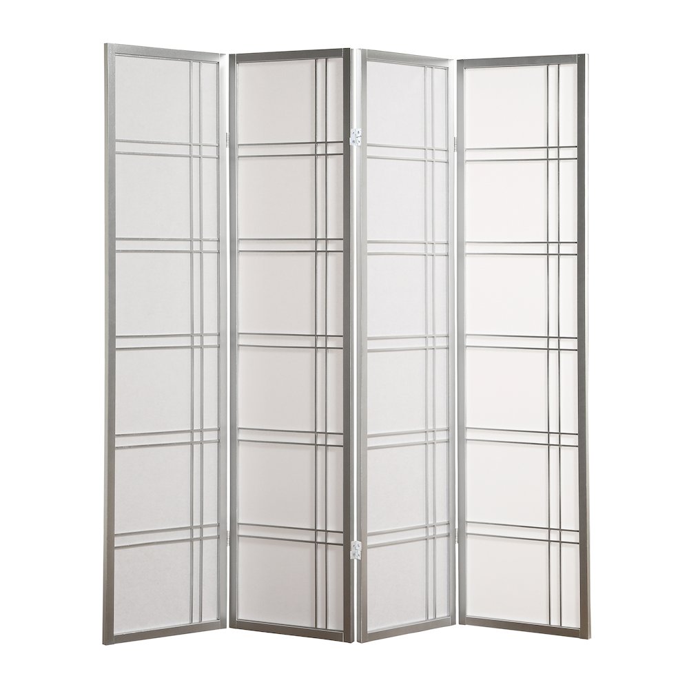 Seto 4-Panel Silver Room Divider Screen