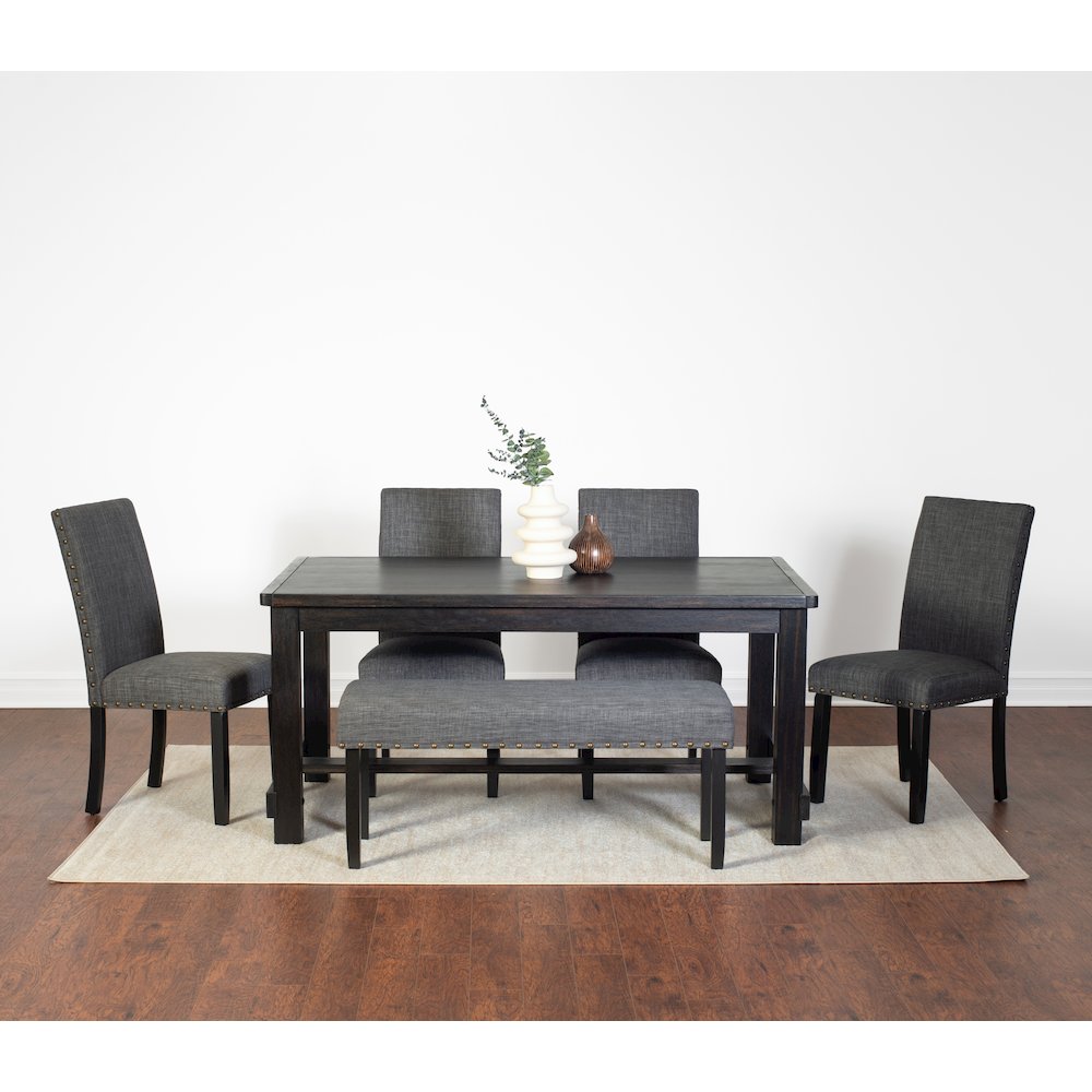 6-Piece Dining Set, Dining Table with 4 Stylish Chairs and a Bench, Gray