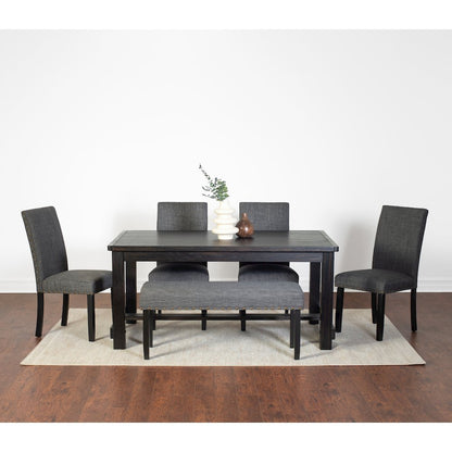 6-Piece Dining Set, Dining Table with 4 Stylish Chairs and a Bench, Gray