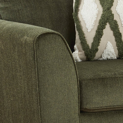 Marvella Living Room Loveseat with Mosswood Chenille Upholstery, Accent Pillows
