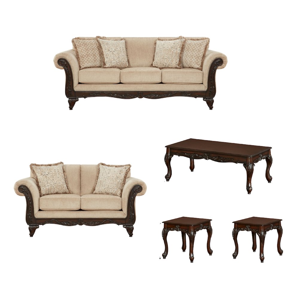 Hernen 5-Piece Living Room Set, Emma Wheat