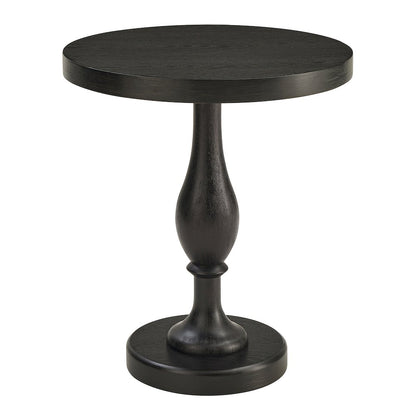 Solmere 22" Round Wood Pedestal End Table, Black