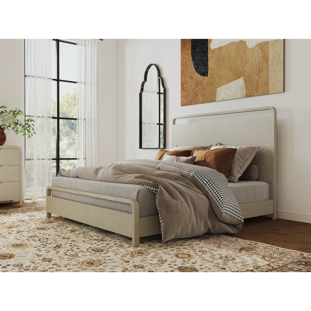 Tavari Wood Panel Bed, Light Gray Finish, Queen